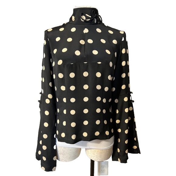 Anthropologie Claudia Patel SILK Top 4 Polka Dot Statement Sleeves NWT - Picture 1 of 14